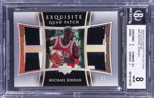 2004-05 UD "Exquisite Collection" Quad Patch #MJ Michael Jordan Quad Patch Card (#2/3) - BGS NM-MT 8